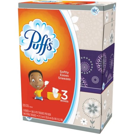 Puffs Basic Facial Tissues 2 Ply - Multi - Durable, Soft - For Face, Skin, Multipurpose - 180 Quantity Per Box - 24 / Carton