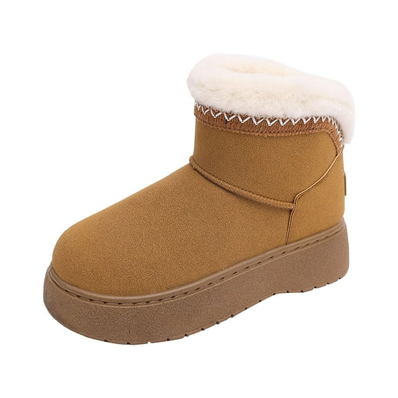 YLYL Womens Platform Winter Boots Fur Fuzzy Warm Slip on Snow Ankle Boots