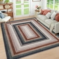 thumbnail image 2 of Garvee Modern Washable Braided Print Rugs, 3'x5' Non Slip Farmhouse Floor Carpet Boho Geometric Area Rug for Living Room Bedroom, Blue, 2 of 8