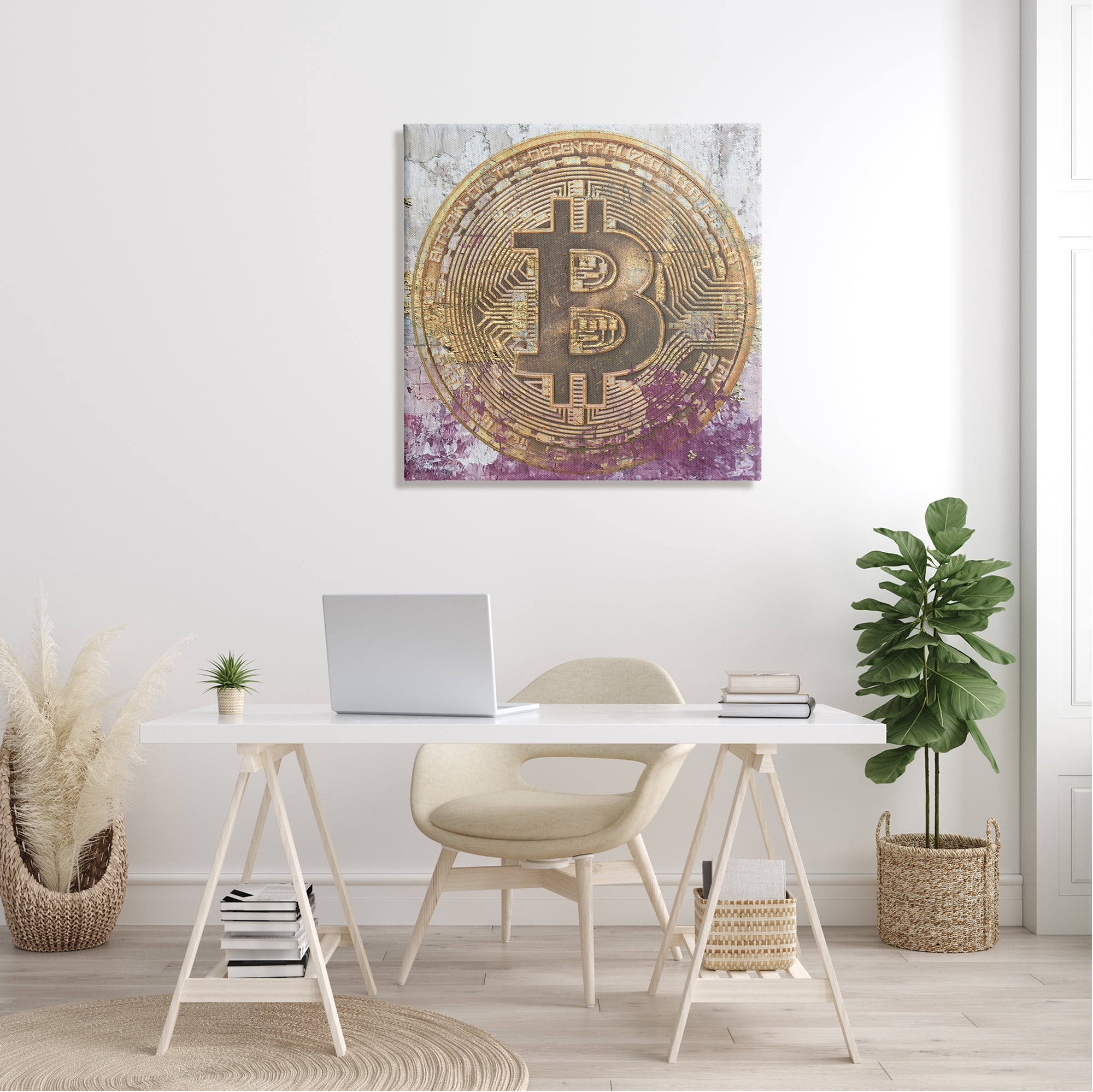 Stupell Abstract Bitcoin Logo Collage Beauty & Fashion Painting Gallery Wrapped Canvas Print Wall Art