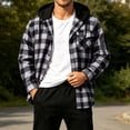thumbnail image 5 of WRFWUL Mens Flannel Hooded Shirts Fall Trendy Plaid Long Sleeve Button Down Sweatshirt with Chest Pocket, 5 of 7
