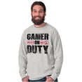 thumbnail image 3 of Gamer On Duty Video Games Nerdy Geeky Men's Long Sleeve Tee T Shirt Brisco Brands L, 3 of 6