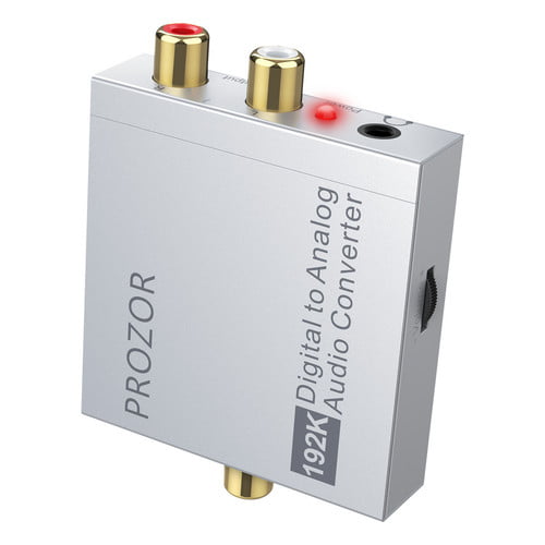 PROZOR Digital-to-Analog Audio Converter Amplifier, 192kHz DAC Coaxial and  Optical (Toslink/SPDIF) to Analog 3.5mm AUX and RCA (L/R) Stereo Audio  Adapter DAC Converter with Optical Cable 