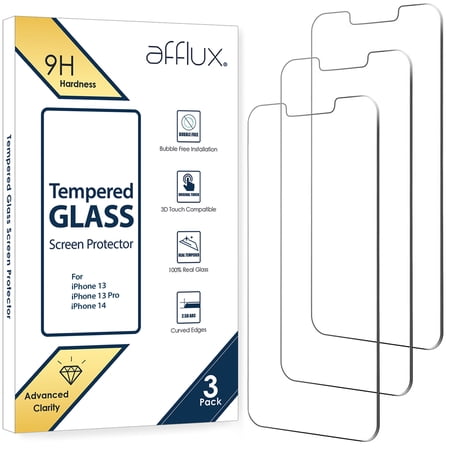 FREEDOMTECH 3-Pack Screen Protector Compatible with iPhone 13, iPhone 13 Pro, iPhone 14, Double Shatterproof Tempered Glass, 9H Hardness, HD Clear, Easy Installation, Case Friendly, 6.1 Inch