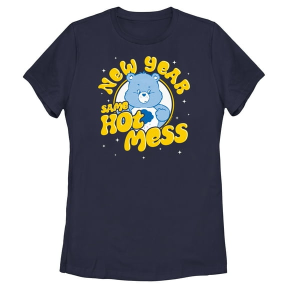 Women's Care Bears Grumpy Bear New Year Same Hot Mess Graphic T-Shirt