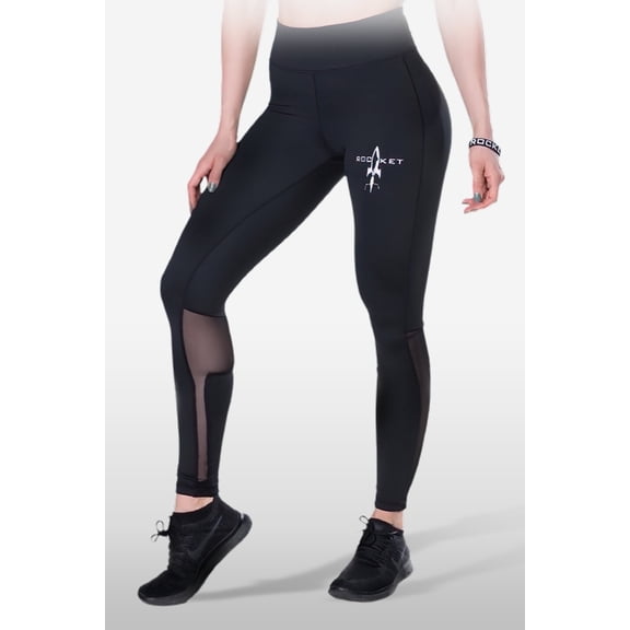 Rocketsports-1 Mesh Women's Leggings with Pockets - Stylish and Comfortable Moisture Wicking Leggings - Black - Large
