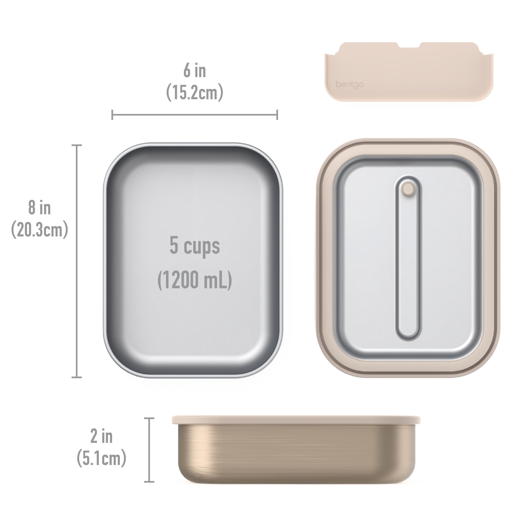 Bentgo MicroSteel Leak-Proof Lunch Box - Microwave-Safe, Oven-Safe, Bento-Style Container with Removable Divider, Airtight Lid, Sustainable Design, Odor & Stain Resistant (Gold)