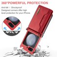 thumbnail image 2 of SaniMore Case for Samsung Galaxy Z Flip 5 6.7" 2023, Retro PU Leather Case Soft TPU Inner Detachable Magnetic Folding Card Pocket Flip Kickstand Anti-drop Shockproof Protectiive Cover, Red, 2 of 9