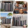 thumbnail image 5 of Black Blue Pink Striped Outdoor Waterproof Pillow Covers, Farmhouse Modern Stripes Art Decorative Square Throw Pillowcase Sofa Cushion Sham for Patio/Couch/Chair, 24"x24" 2 Pack, 5 of 8