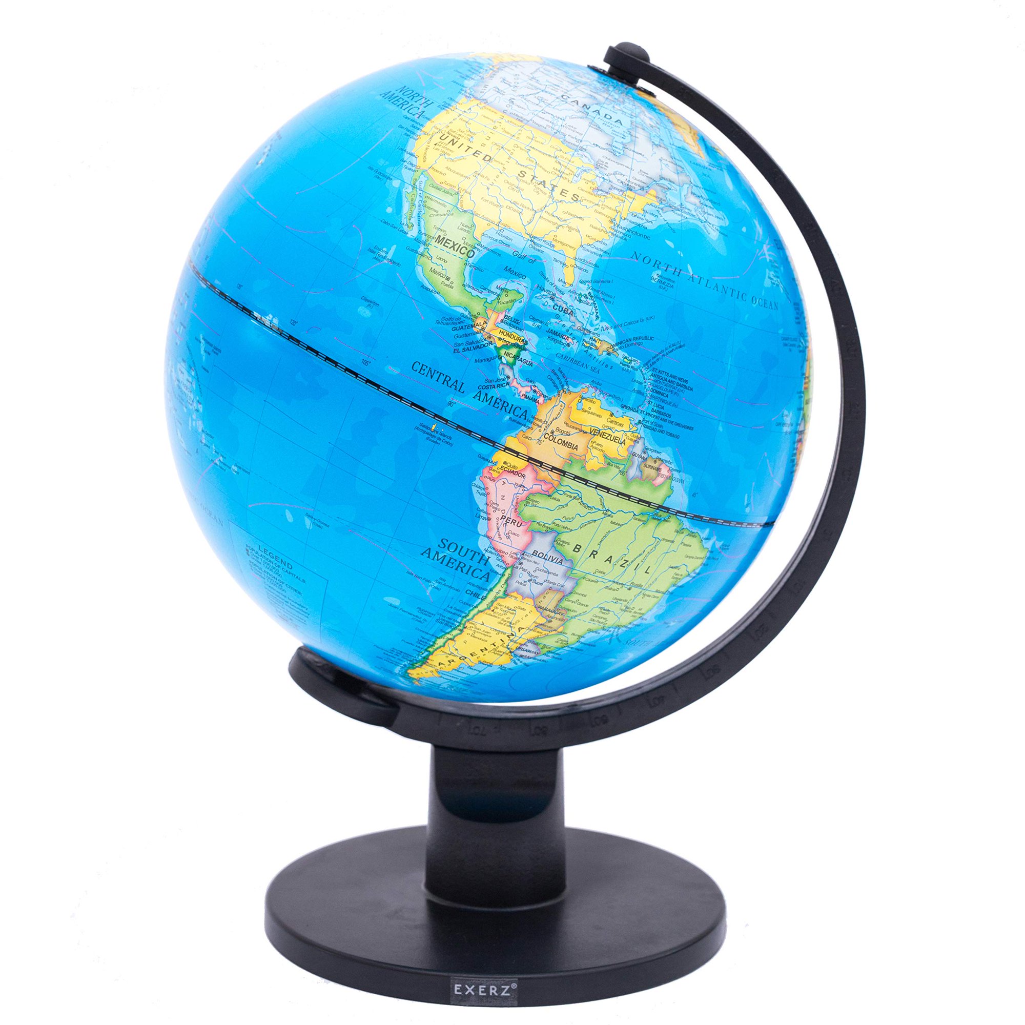 Exerz 25cm World Globe English Political Map Swivel Rotating Desk Globe
