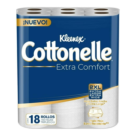 Papel higiénico Kleenex Cottonelle Extra Comfort 18 rollos x 150 triples 2 XL