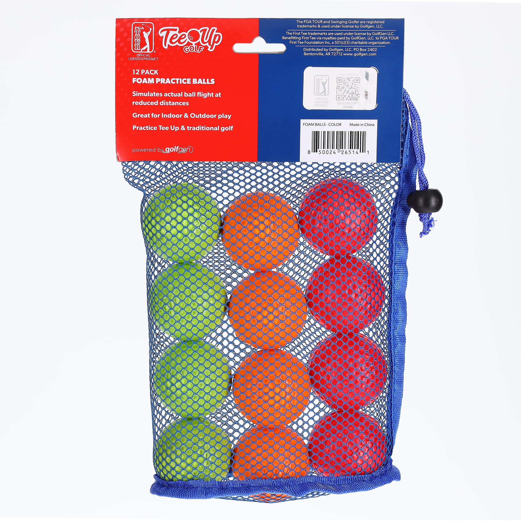 PGA Tour Tee-Up New Practice Foam Golf Balls, 12 Pack, Multicolor