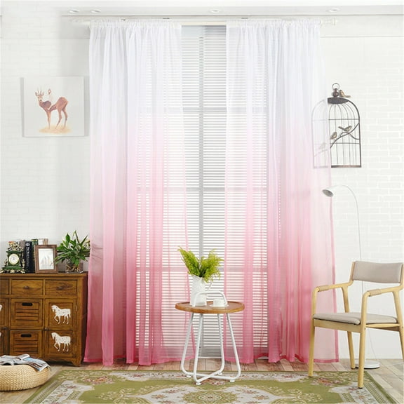 Qianduo Sheer Curtains - Curtain Panels - Sliding Glass Door Curtains - Chiffon - 100*200cm/39.37*78.74in - Pink