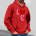thumbnail image 2 of Yiliang Men's Valentine's Day Printed Casual Hooded Long Sleeved Sweatshirt,Red,S, 2 of 4
