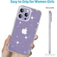 thumbnail image 6 of Compatible with iPhone 15 Pro Clear Glitter Case, Hybrid Protective Phone Case Slim Transparent Anti-Scratch Shock Absorption Bumper Cover for iPhone 15 Pro 6.1 inch (2023), Glitter, 6 of 7