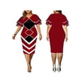 thumbnail image 1 of TRKIYQC Vestido ajustado para mujer, cuello en V, doble capa, manga corta con volantes, cremallera trasera, falda de una pieza TRKIYQC Vida cotidiana, 1 of 5