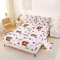 thumbnail image 2 of spefrowx Cute Highland Cow Print Bed Sheets for Girls, Pink Bow Love Heart Full Size Sheets, 4-Piece, 1 Flat Sheet, 1 Fitted Sheet and 2 Pillowcases, 2 of 6