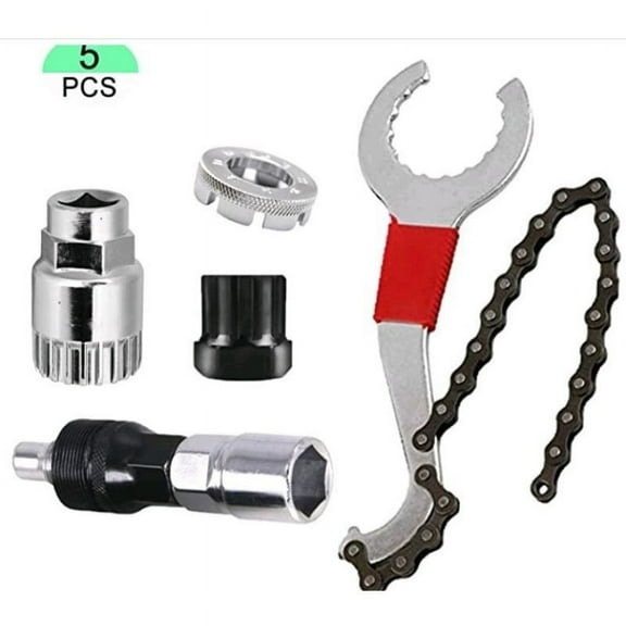 Bike Tool Kit, 5Pcs Professional Bicycle Repair Tools for Mountain Bike Extractor Spoke Wrench Bottom Bracket Freewheel Remover