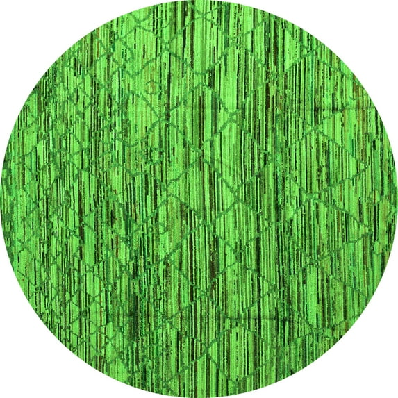 Ahgly Company Indoor Round Abstract Green Modern Area Rugs, 6' Round