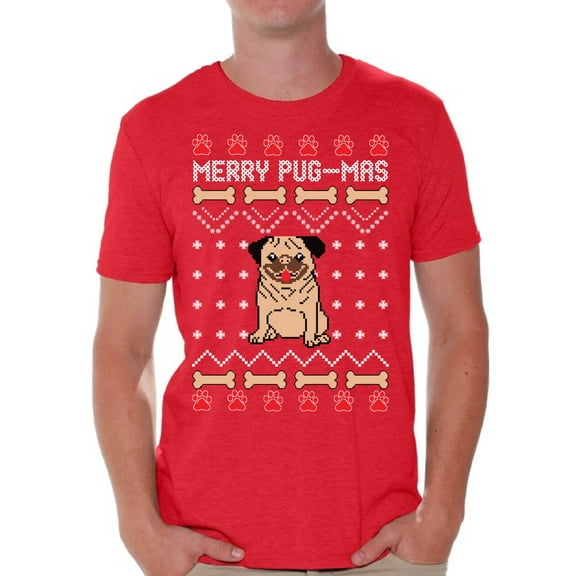 Awkward Styles Merry Pug-Mas Tshirt for Men Christmas Pug T Shirt Funny Christmas Shirts for Men Merry Pugmas Christmas T Shirt Xmas Gifts for Dog Lovers Xmas Pugmas T-Shirt Xmas Party Outfit