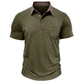 thumbnail image 4 of Qwertyu Men’s Athletic Short Sleeve Polo Shirts Casual Summer Golf Shirts Buttons Collared Solid T Shirts with Pocket Army Green 3XL, 4 of 5