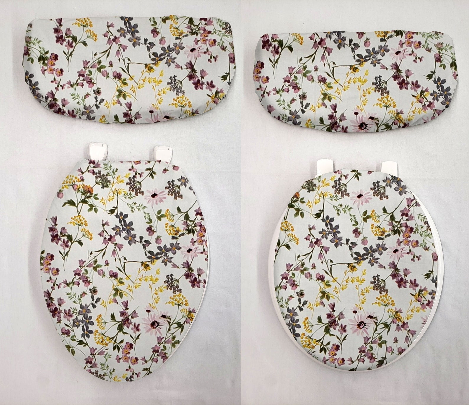 Spring Flowers Toilet Seat Lid and Tank Cover Set by Penny's Needful
