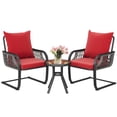 thumbnail image 6 of DEXTRUS Adult 3 Piece Metal Outdoor Bistro Sets with 2 Chairs and 1 Table, Black/Red, 6 of 6