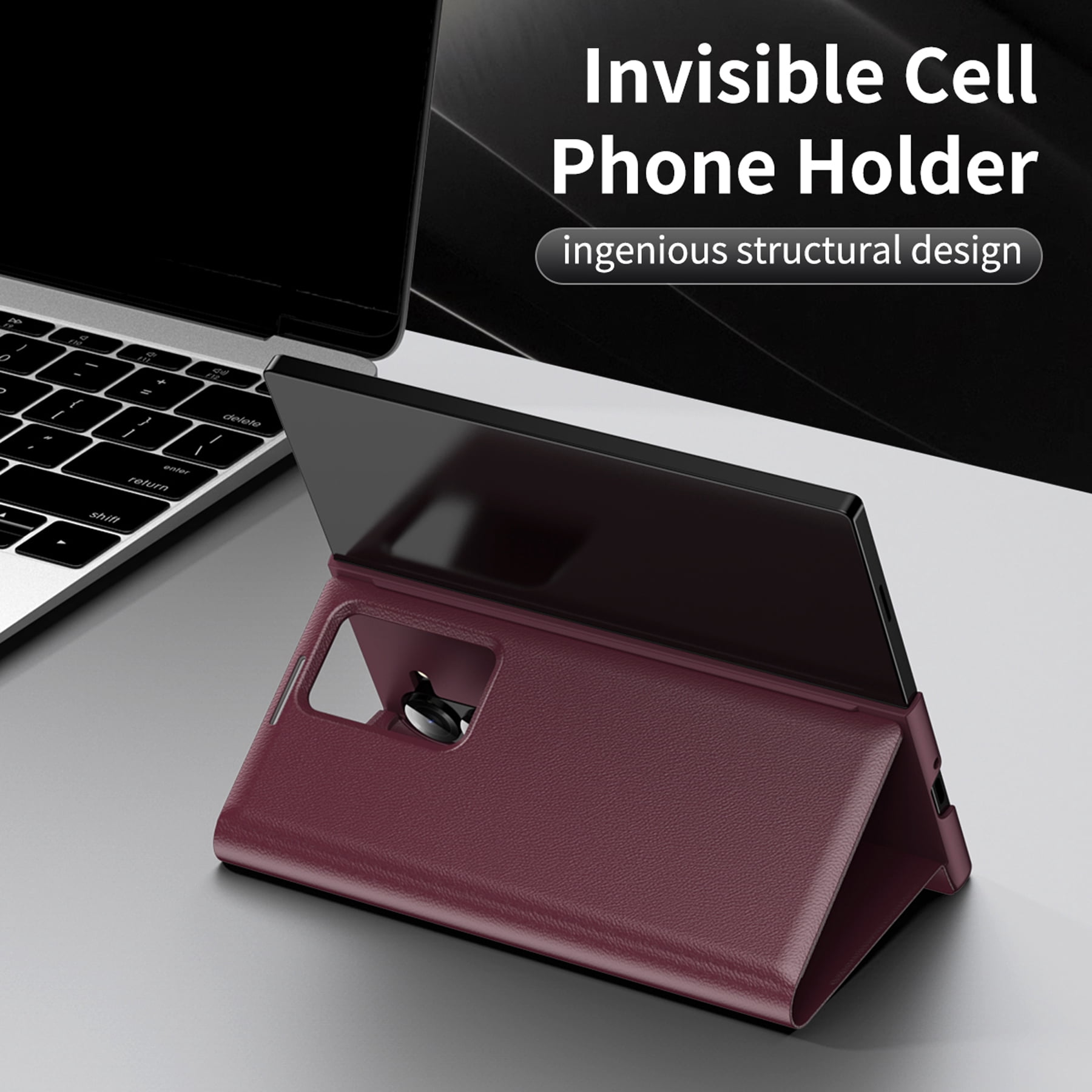 For Samsung Galaxy Z Fold 7 Case PU Leather Flip Case,With Intelligent Window,With Card Holder,Anti-fall Rugged Shockproof Protective Phone Case Cover for Samsung Galaxy Z Fold 7,Red