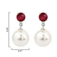 thumbnail image 3 of V3 Jewelry® 925 Sterling Silver with Freshwater Pearl, Ruby and White Sapphire Dangle Earrings for Women, 3 of 4