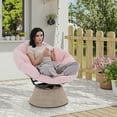 thumbnail image 3 of Dovov 360 Swivel Papasan Chair with Fabric Cushion, Comfy Papasan Accent Chair Oversized Metal Frame Round Lounge Chair, Pink, 3 of 12