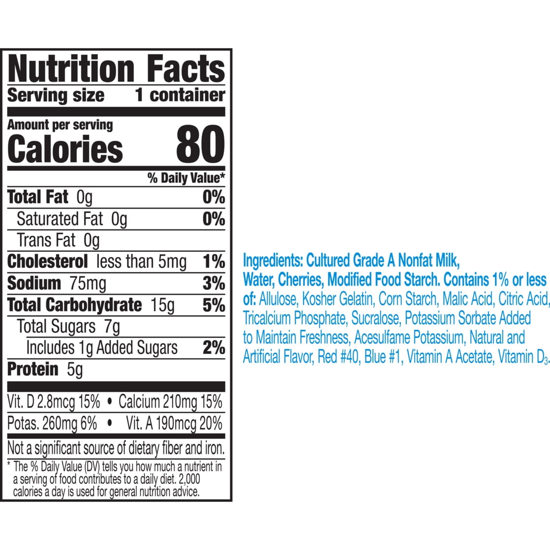 Yoplait Light Cherry Fat Free Yogurt Cup, Gluten Free Snack, 6 oz