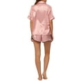 thumbnail image 3 of Conjuntos de pijama de satén para mujer INSPIRE CHIC, ropa de noche, camisetas con pantalones cortos, conjuntos de lounge XL en rosa, 3 of 6