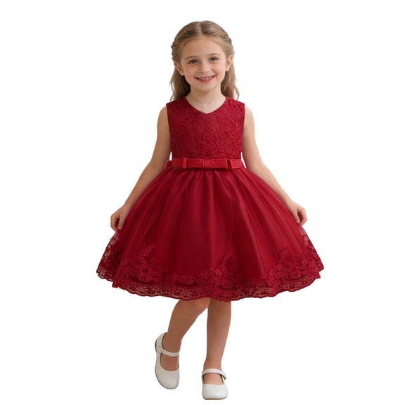 Makaor Flower Girl Dress for Weddings Toddler Ruched Ball Gown Dress Mesh Sleeveless Birthday Party Dresses Empire Waist Formal Dresses