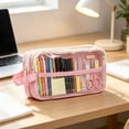 thumbnail image 5 of Large Capacity Transparent Pencil Case – Canvas Cloth, Rectangular Storage Pouch, Portable Water-Resistant, for Teens Campus Office, 5 of 9
