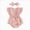 A26-Pink, variant on Baby Ruffle Sleeve Bodysuit with Bow Print and Waist Tie,Matching Headband Set