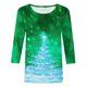 thumbnail image 4 of Pntutb moda mujer camiseta estampada de longitud media 3/4 mangas blusa cuello redondo casual tops Pntutb Pntutb-3253, 4 of 5
