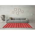 thumbnail image 3 of Ahgly Company Machine Washable Indoor Round Checkered Red Modern Area Rugs, 5' Round, 3 of 4