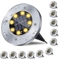 thumbnail image 1 of Luces solares de tierra, 8 luces LED de jardín con energía solar para exteriores, IP68, luz de inundación solar empotrada a prueba de agua, luz solar de jardín para jardines, patios, céspedes, aceras (4 piezas) - Kuyhfg Bienvenido a Kuyhfg, 1 of 4