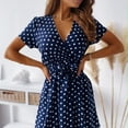thumbnail image 1 of Nouvelle Robe Décontractée Plissée Aguichant pour Femmes, une Pièce, Imprimé Ropa de Mujer, à Pois, Col en V, à Volants, avec Fermeture Éclair et Laçage, 1 of 2