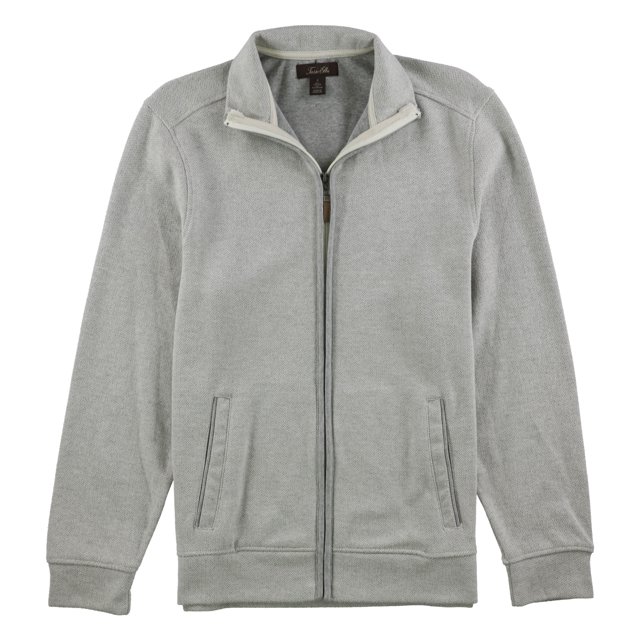 Tasso Elba Mens Herringbone Knit Sweater, Grey, Medium