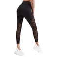 thumbnail image 5 of Fewfanhot Women's High-Waisted Black Mesh Panel Leggings, Stretchy Sheer Workout Pants Stylish Athletic Bottoms for Yoga, Gym & Fashion, 5 of 6