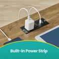 thumbnail image 6 of LEDREM Farmhouse Nightstand Set of 2 - Rustic White Bedside Tables with Charging Station, Drawer & Open Shelf, Rustic White and Honey Brown, 6 of 6