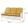 thumbnail image 3 of Malibu Lounge Three-Seater Sofa Natural Rattan Wicker Handmade Design with Light Brown Cushions, White Color, 3 of 6