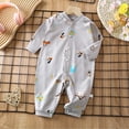 thumbnail image 2 of 2-3 Years Infant Jumpsuit Boy Baby Coat Long Sleeved Shirt For Outdoor Use Baby Jacket Clothing Suit Newborn Fall Winter Gift Clothes,Grey Jumpsuit Sleep & Play Bodysuit, 2 of 5