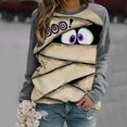 thumbnail image 2 of HCYSFG Womens Halloween Sweatshirts Mummy Casual Crewneck Long Sleeve Ribbed Drop Shoulder Relaxed Fit Pullovers Holiday Tops, 2 of 6