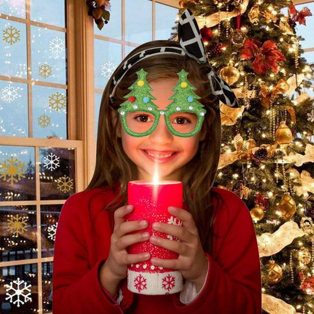 Aueoeo Christmas Tree Topper Christmas Glasses Frame Cartoon Stereo