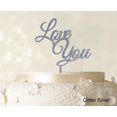 thumbnail image 1 of Love You Wedding Cake Topper Glitter Cake Topper Color Option Available 6-7 Inches Wide, 1 of 1