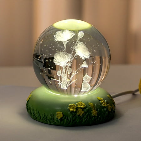 

Clearance!! Baocc 3D Crystal Lamp 3D Flower Crystal Night Light with Warm Lamp and Colored Lamp Base Ideal Birthday Gift for Friends Lovers Boys and Girls 1*Crystal Ball 1*Base Clearance Sale!