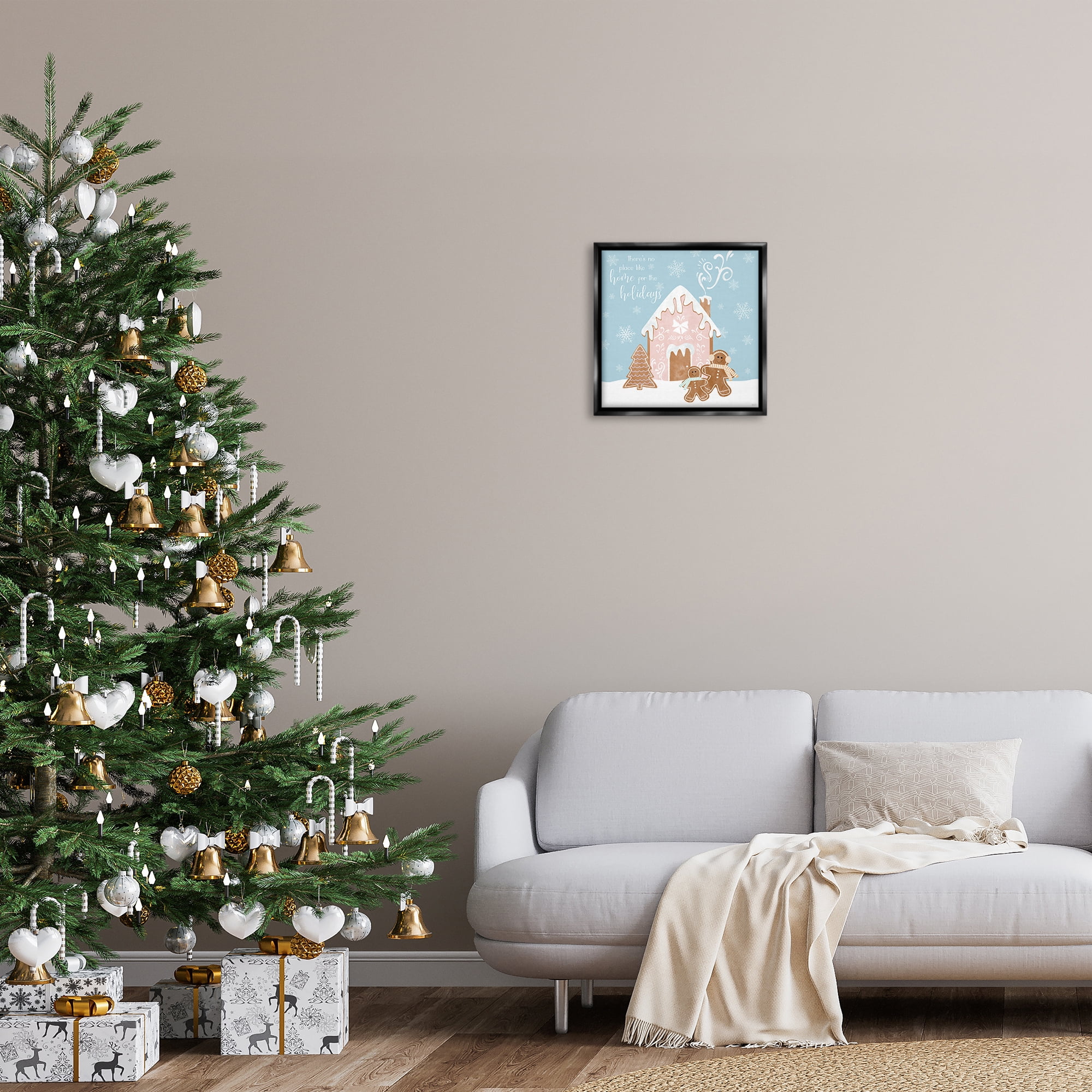 Stupell Industries Holiday Gingerbread Family Holiday Painting Black Floater Framed Canvas Art Prints Wall Art, 18 x 18