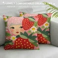 thumbnail image 3 of Creowell   Pillow Cover Pink Strawberry Throw Pillow Case Cute Decor for Home Sofa Couch Double Sided Pattern Soft Pillowcase, Cute Strawberry White, 3 of 5